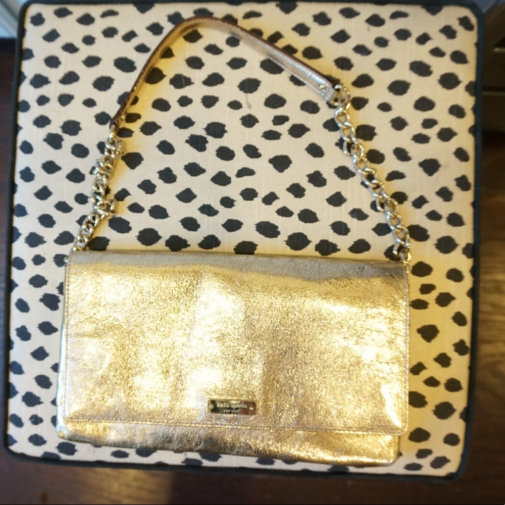 Kate Spade Gold Leather Evening Bag/clutch